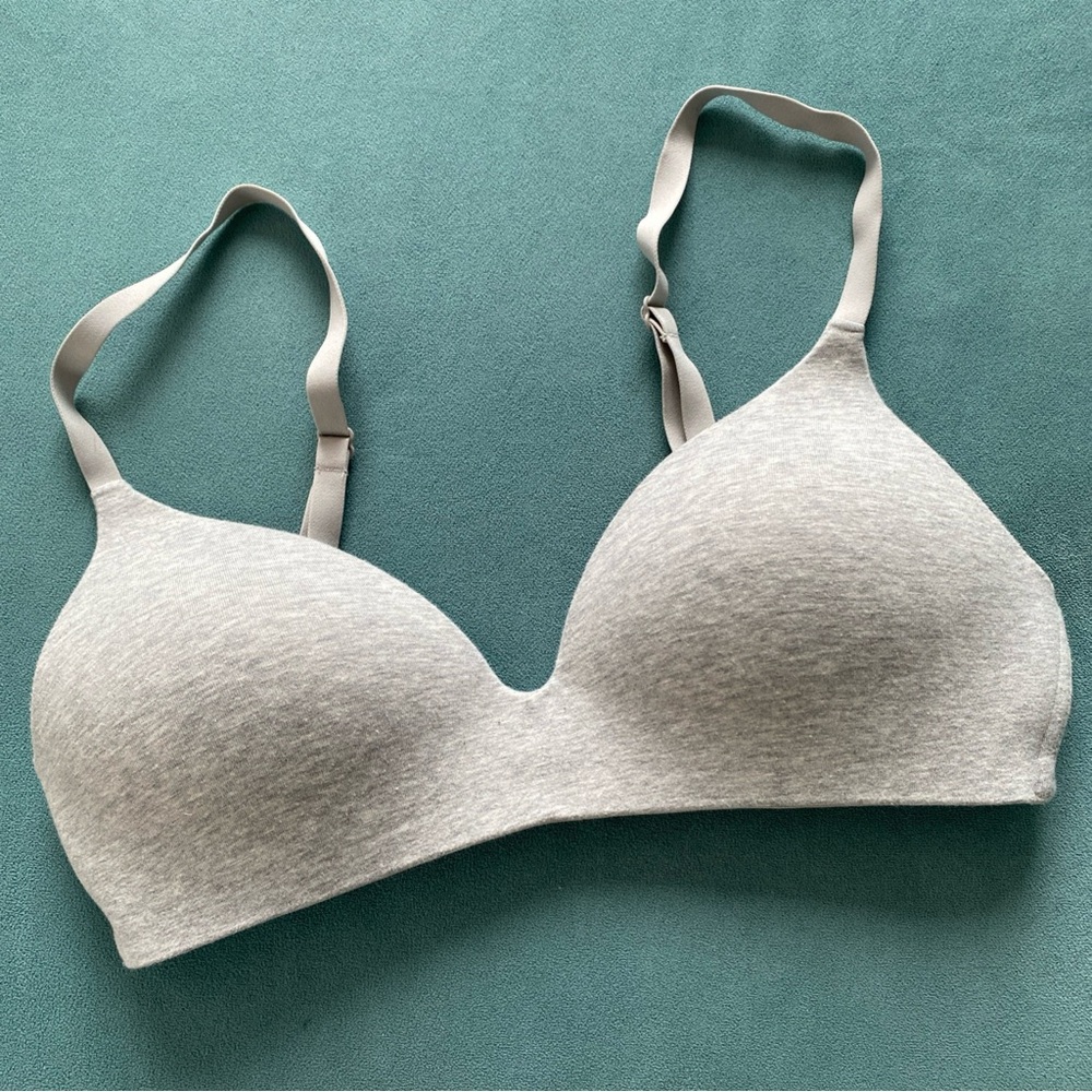 Organic Basics Core Wireless Plunge Gray Seamless Bra